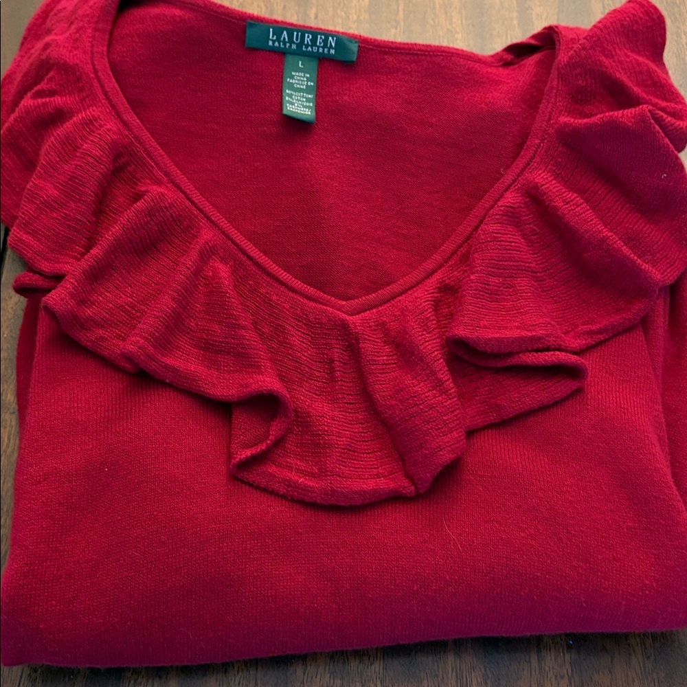 Ralph Lauren long sleeve sweater with ruffle